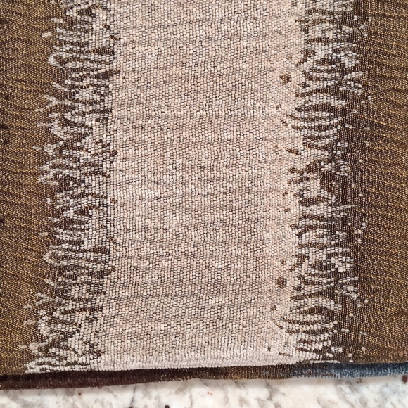 B. Smith Neutral Earth Tones Brown Beige Dusty Blue Texture Woven Shower Curtain - Picture 3 of 10